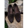 Yanko classic Belgian loafer dark brown reverse kudu suede | Skolyx