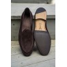 Yanko classic Belgian loafer dark brown reverse kudu suede | Skolyx