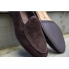 Yanko classic Belgian loafer dark brown reverse kudu suede | Skolyx