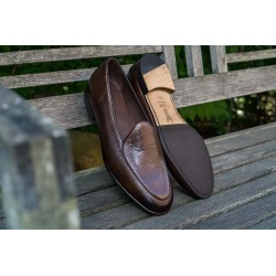 Yanko classic Belgian loafer dark brown deerskin | Skolyx