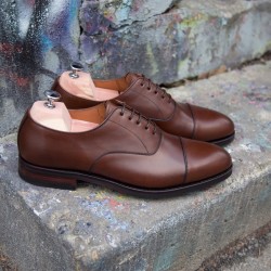 Yanko plain cap toe oxford dark brown, rubber sole | Skolyx