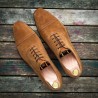 Yanko brogued cap toe balmoral oxford light brown suede | Skolyx