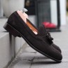 Yanko tassel loafer dark brown suede | Skolyx