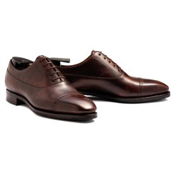 TLB Artista Brogued Cap Toe Balmoral Oxford Dark Brown Museum Calf | Skolyx