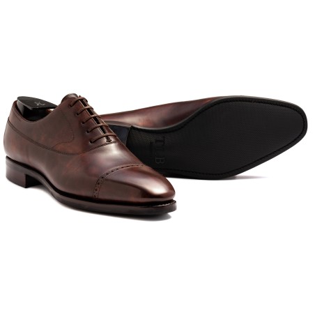 TLB Artista Brogued Cap Toe Balmoral Oxford Dark Brown Museum Calf | Skolyx