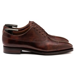 TLB Artista Brogued Cap Toe Balmoral Oxford Dark Brown Museum Calf | Skolyx