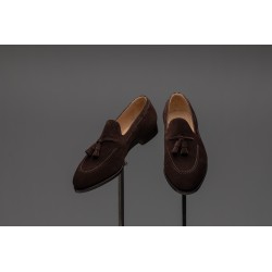 TLB Artista tassel loafers i mørkebrunt ruskind | Skolyx