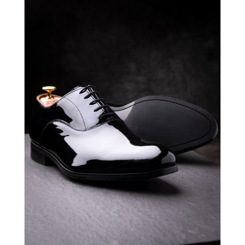 Skolyx Black Patent Leather Plain Toe Oxford Tuxedo Shoe Skolyx 6713