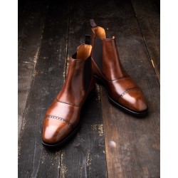 Yanko brogued balmoral chelsea boot brown | Skolyx