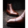 Yanko brogued balmoral chelsea boot brown | Skolyx