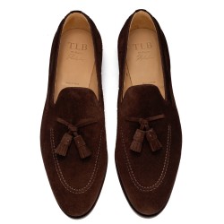 TLB Artista Tassel Loafer Dark Brown Suede | Skolyx