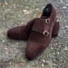 TLB Artista Double Monk Strap Dark Brown Suede | Skolyx