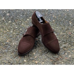 TLB Artista Double Monk Strap Dark Brown Suede | Skolyx