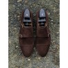 TLB Artista Double Monk Strap Dark Brown Suede | Skolyx