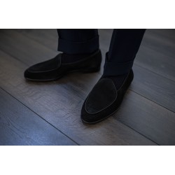 Yanko classic Belgian loafer black reverse kudu suede | Skolyx