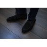 Yanko classic Belgian loafer black reverse kudu suede | Skolyx