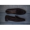 Yanko classic Belgian loafer dark brown reverse kudu suede | Skolyx