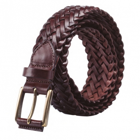 Braided belt in dark brown leather