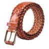 Braided belt in light brown leather | Skolyx