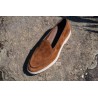 Yanko Traveler Belgian Loafer medium brown reverse kudu suede | Skolyx