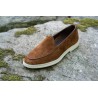 Yanko Traveler Belgian Loafer medium brown reverse kudu suede | Skolyx