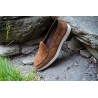 Yanko Traveler Belgian Loafer medium brown reverse kudu suede | Skolyx