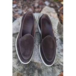 Yanko Traveler Belgian Loafer dark brown reverse kudu suede | Skolyx