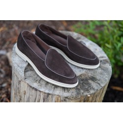 Yanko Traveler Belgian Loafer dark brown reverse kudu suede | Skolyx