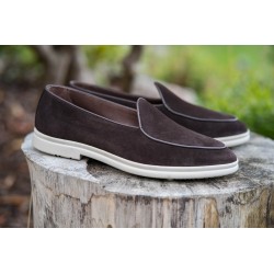 Yanko Traveler Belgian Loafer dark brown reverse kudu suede | Skolyx