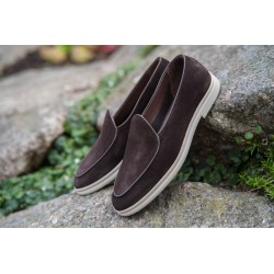 Yanko Traveler Belgian Loafer dark brown reverse kudu suede | Skolyx