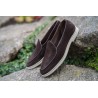 Yanko Traveler Belgian Loafer dark brown reverse kudu suede | Skolyx