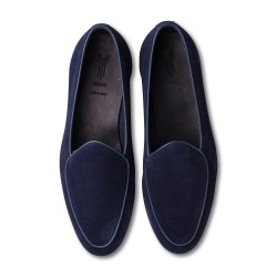 Yanko classic Belgian loafer navy reverse kudu suede