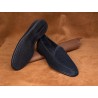 Yanko Traveler Belgian Loafer black reverse kudu suede with dark sole