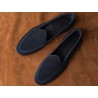 Yanko Traveler Belgian Loafer navy suede with dark sole