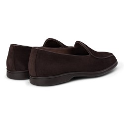 Yanko Traveler Belgian Loafer dark brown reverse kudu suede with dark sole