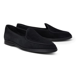 Yanko Traveler Belgian Loafer black reverse kudu suede with dark sole