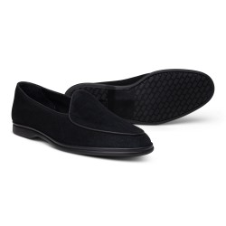 Yanko Traveler Belgian Loafer black reverse kudu suede with dark sole