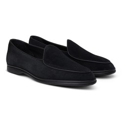 Yanko Traveler Belgian Loafer black reverse kudu suede with dark sole