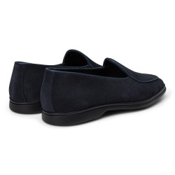 Yanko Traveler Belgian Loafer navy suede with dark sole