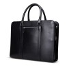 Briefcase in black vegetable tanned leather | Skolyx