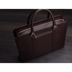 Leather briefcase dark brown