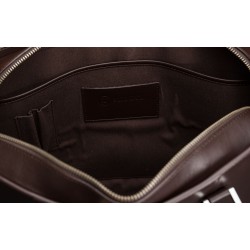 Briefcase in dark brown vegetable tanned leather | Skolyx