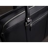 Briefcase in black vegetable tanned leather | Skolyx