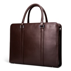 Leather briefcase dark brown