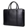 Briefcase in black vegetable tanned leather | Skolyx