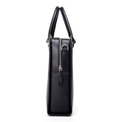 Briefcase in black vegetable tanned leather | Skolyx