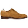 Brogued cap toe balmoral oxford light brown suede