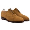 Brogued cap toe balmoral oxford light brown suede