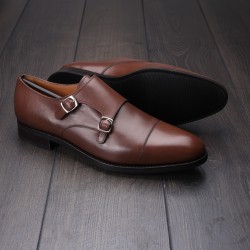 Skolyx double monk strap dark brown UK9,5 / EU 43,5 - seconds