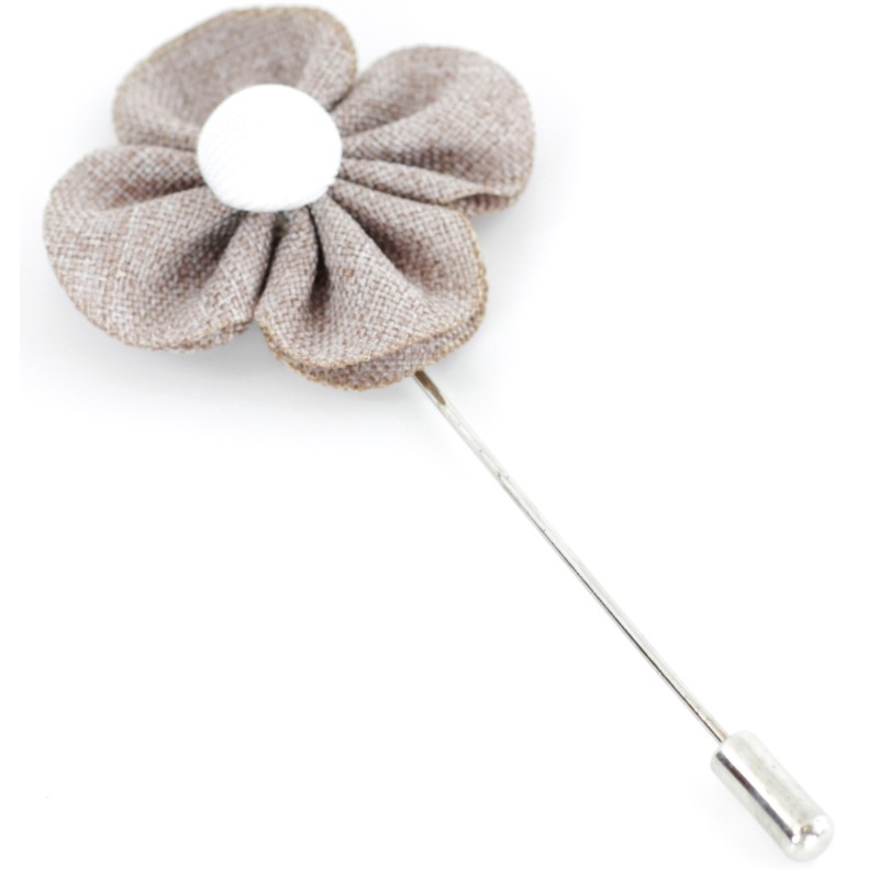 Lapel pin flower - light grey